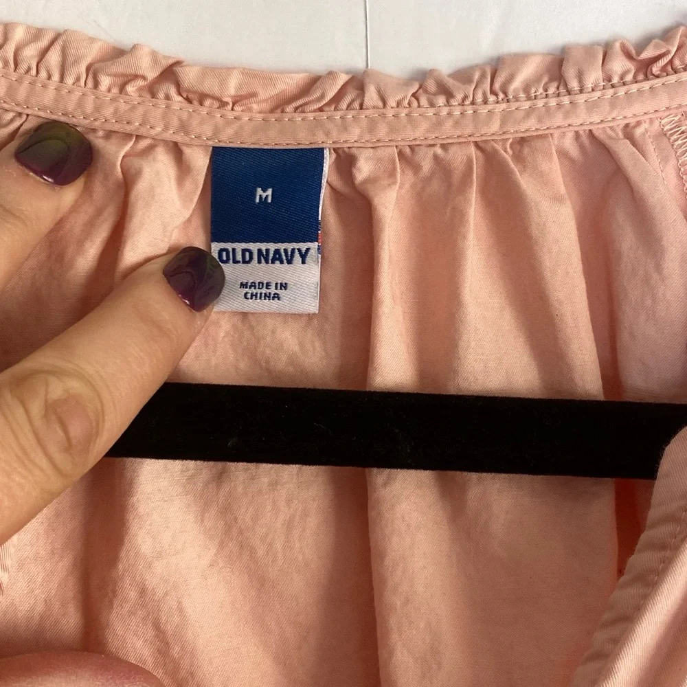 Old Navy Peach Blush Puff Sleeve Peasant Blouse – Size M